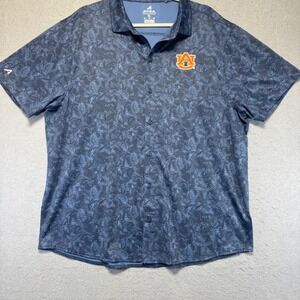 Antigua Auburn Tigers Mens XL Short Sleeve Button Up Golf Polo Shirt NCAA